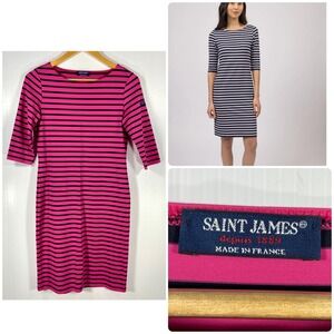 Saint James Propriano‎ Anti UV Breton Stripe Dress Pink Black Womens US 6